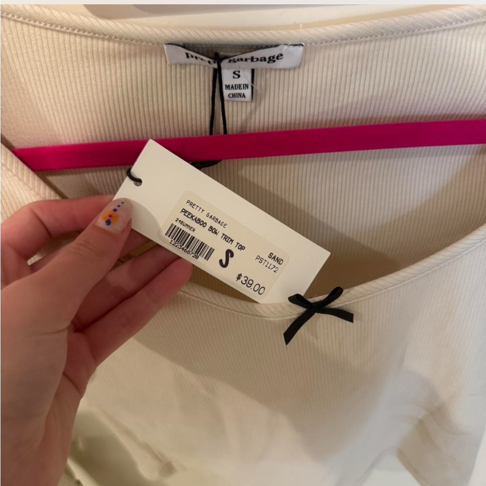 Cream Ribbed Crop Top NWT - Picture 3 of 3